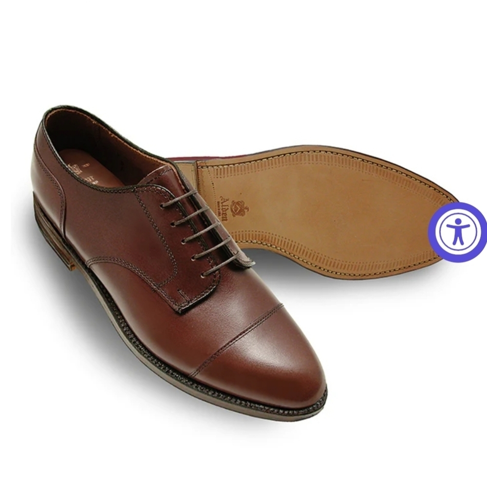 Mens 972 Alden Straight Tip Blucher Brown Cap Toe Oxford Shoes Size 11.5 Leather